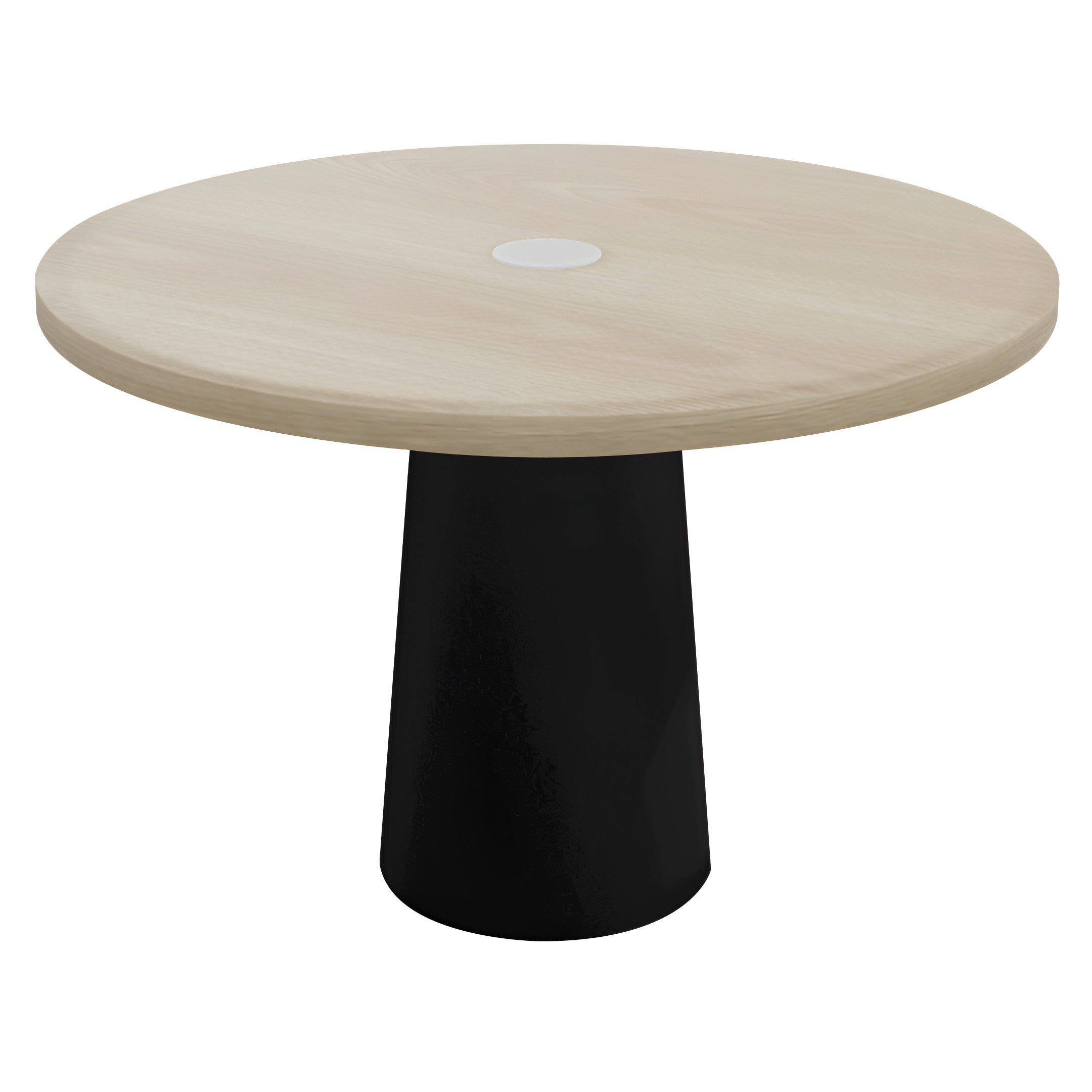 Container Round Table: Medium + White Wash Stained with Hole + Black