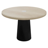 Container Round Table: Medium + White Wash Stained with Hole + Black