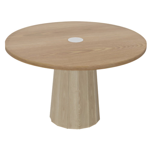 Container Round Table: Medium + Bodhi Cover + Natural Oil with Hole + White Wash