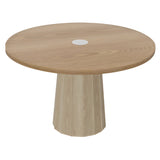 Container Round Table: Medium + Bodhi Cover + Natural Oil with Hole + White Wash