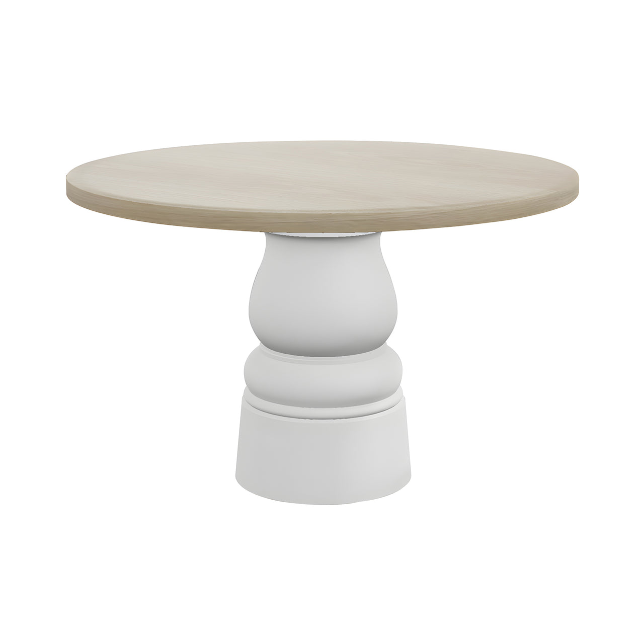 Container Round Table: Medium + New Antiques + White Wash Stained + White