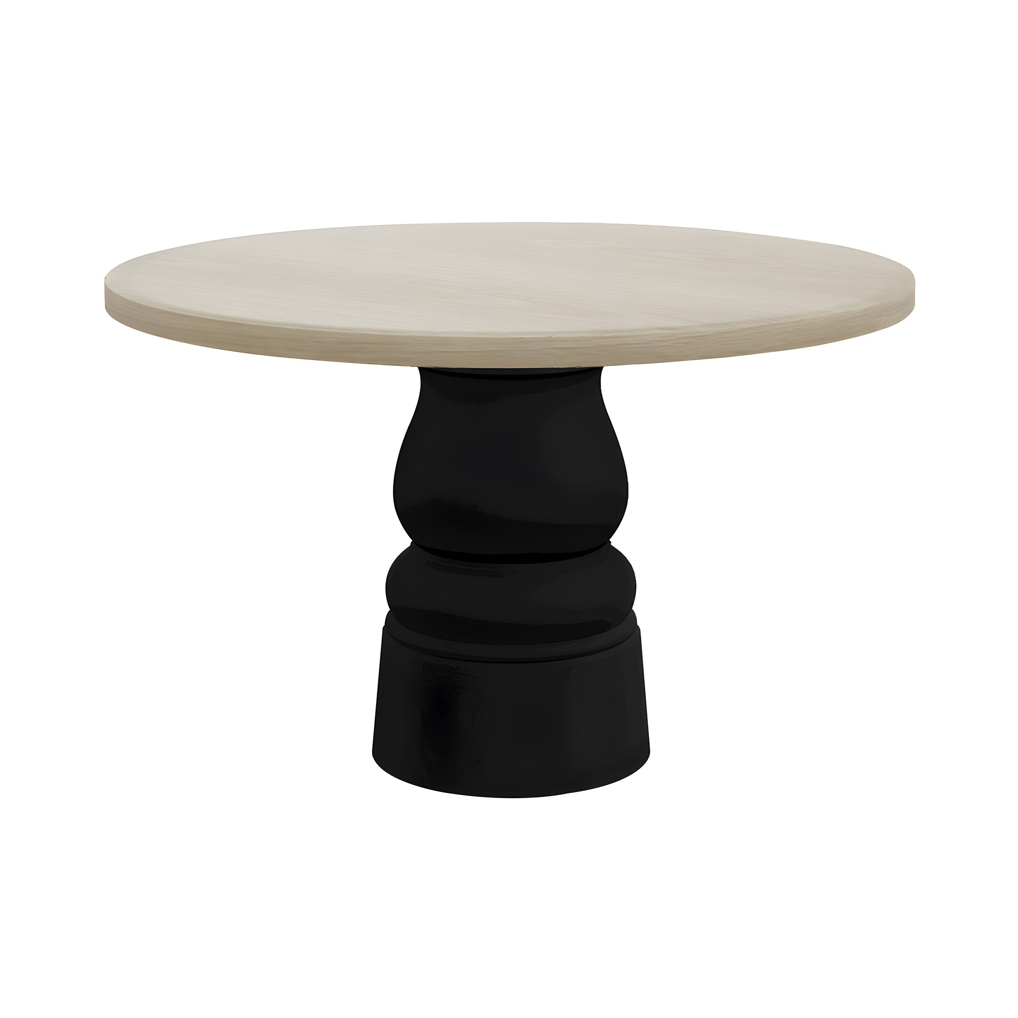 Container Round Table: Medium + New Antiques + White Wash Stained + Black