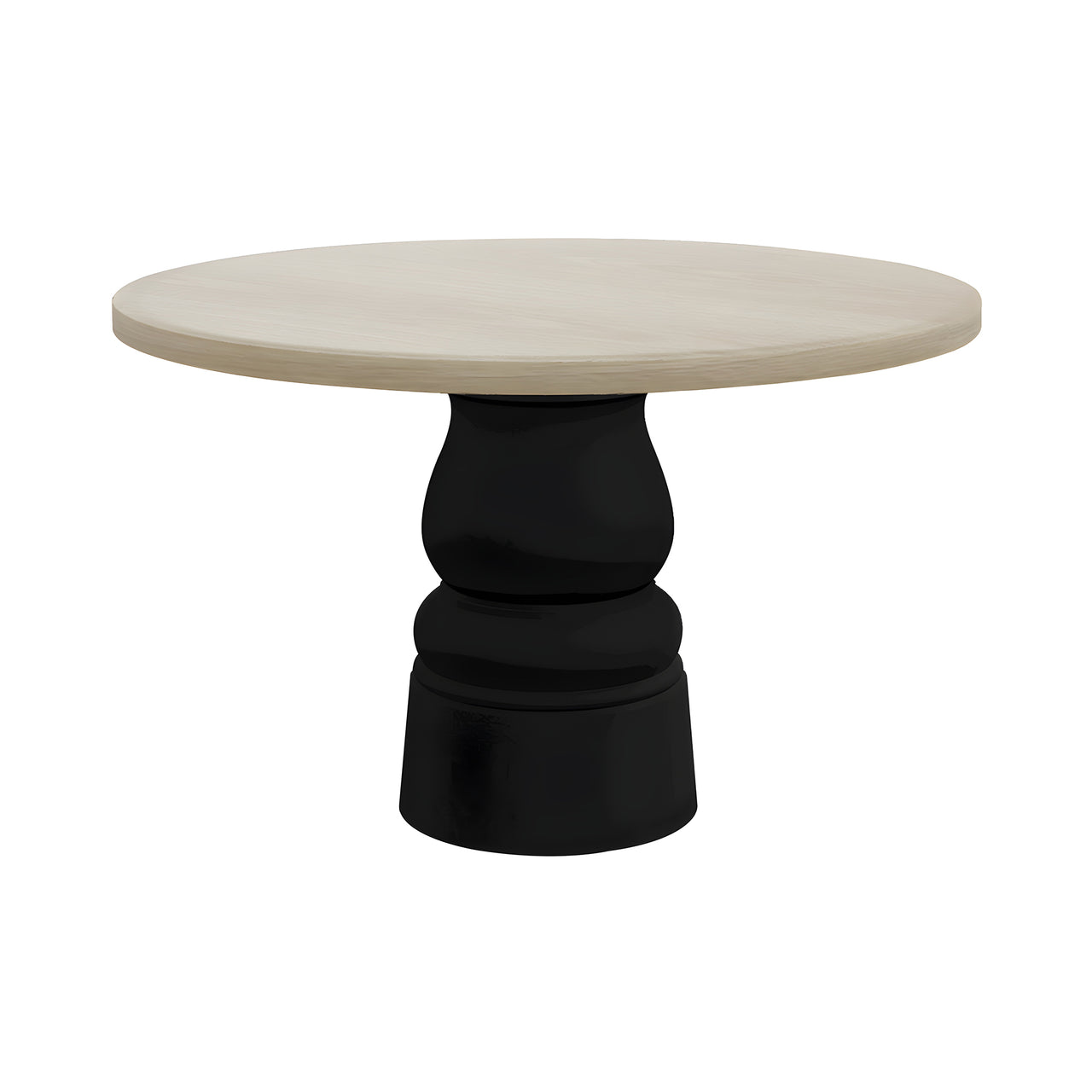 Container Round Table: Medium + New Antiques + White Wash Stained + Black