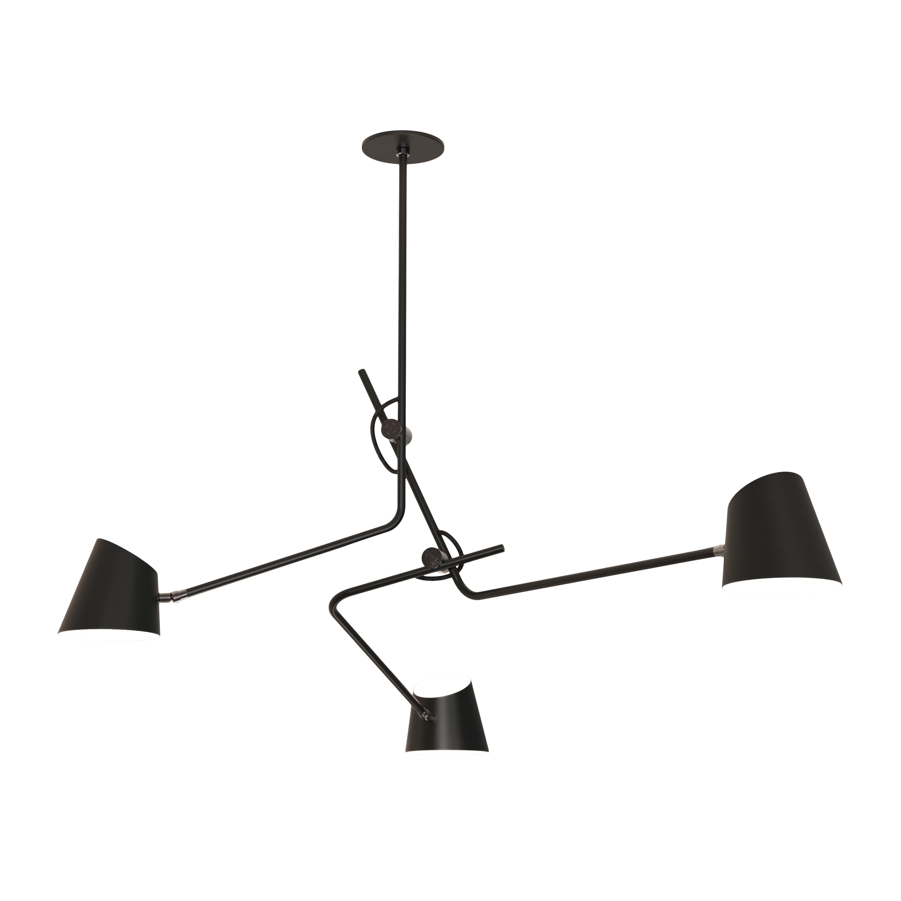 Hartau Triple Ceiling Lamp: Matte Black + Black Anodized