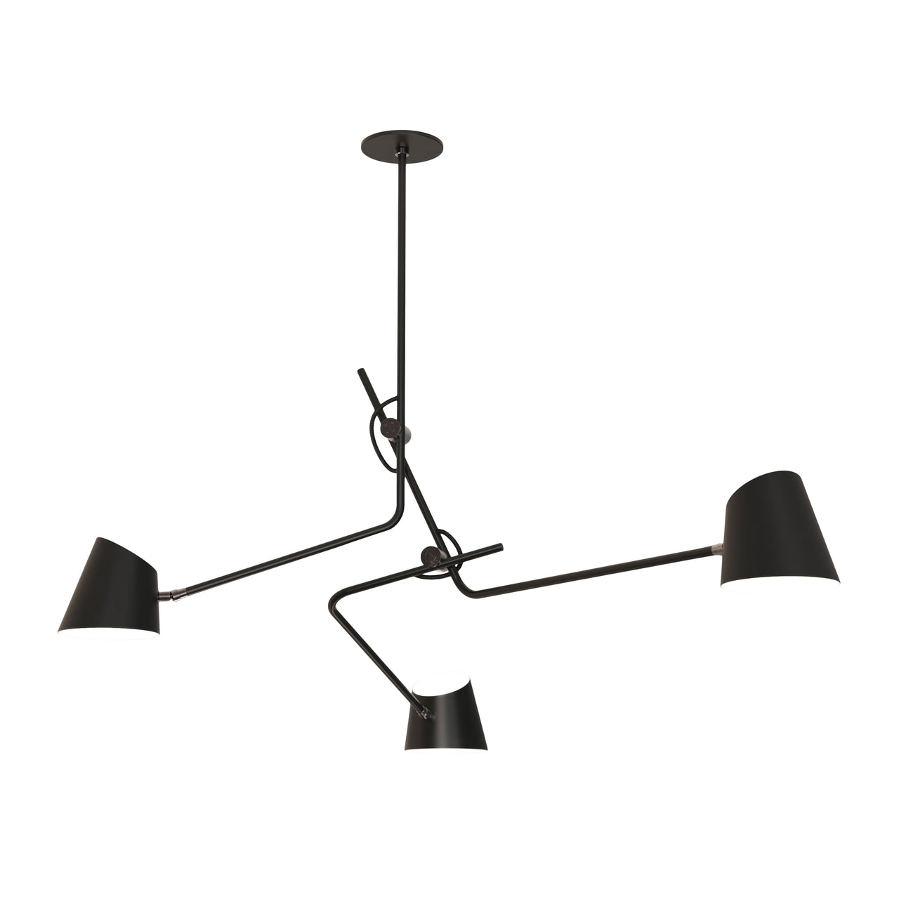 Hartau Triple Ceiling Lamp: Matte Black + Black Anodized