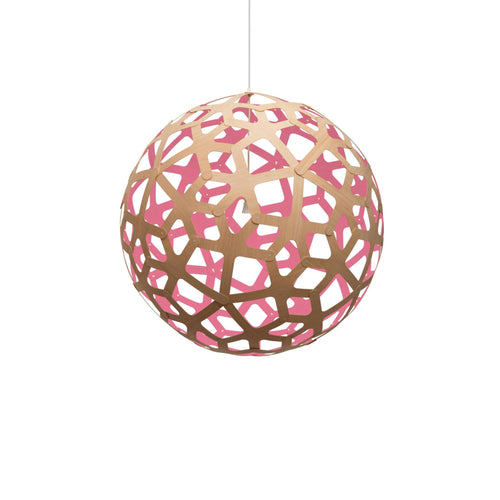 Coral Pendant Light: Extra Large + Bamboo + Pink + White