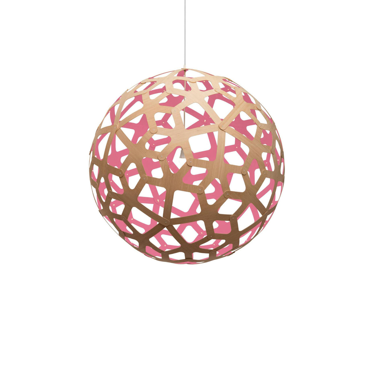Coral Pendant Light: Extra Large + Bamboo + Pink + White