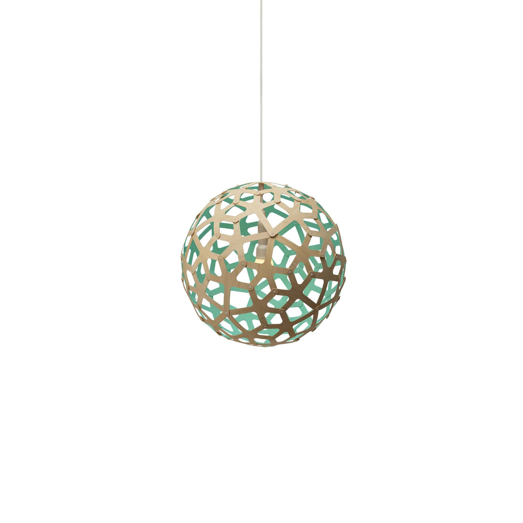 Coral Pendant Light: Extra Small + Bamboo + Aqua + White