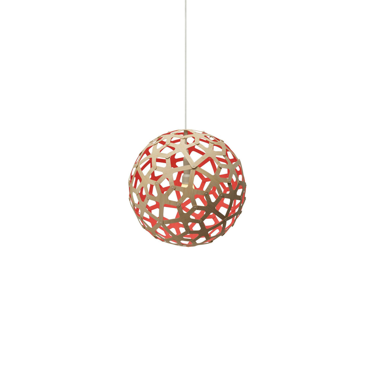 Coral Pendant Light: Extra Small + Bamboo + Red + White