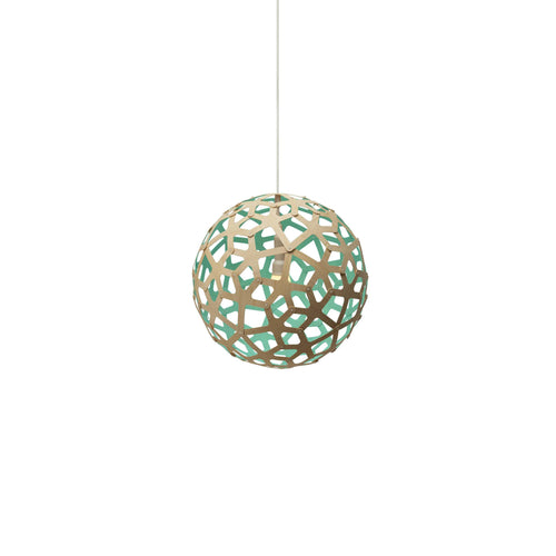 Coral Pendant Light: Extra Small + Bamboo + Aqua + White
