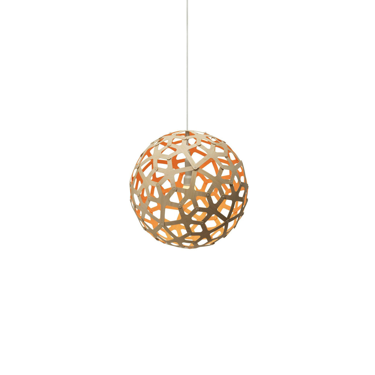 Coral Pendant Light: Extra Small + Bamboo + Orange + White