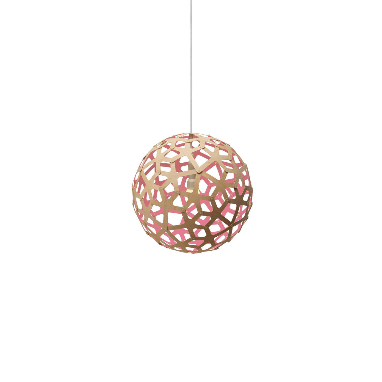 Coral Pendant Light: Extra Small + Bamboo + Pink + White