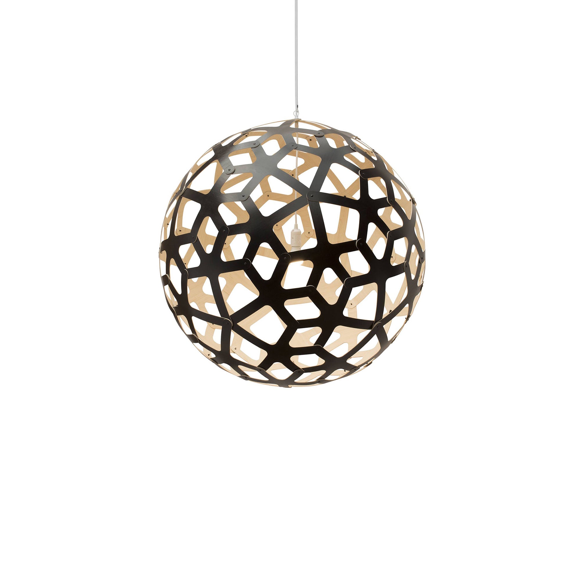 Coral Pendant Light: Large + Black + Bamboo + White