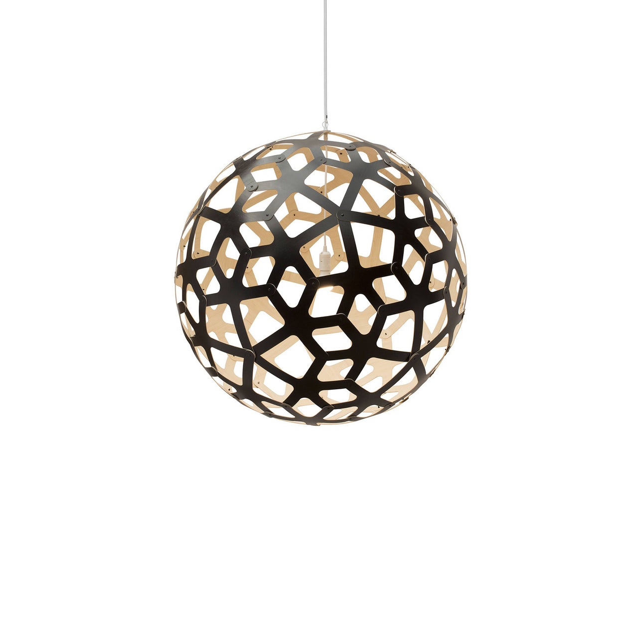 Coral Pendant Light: Large + Black + Bamboo + White