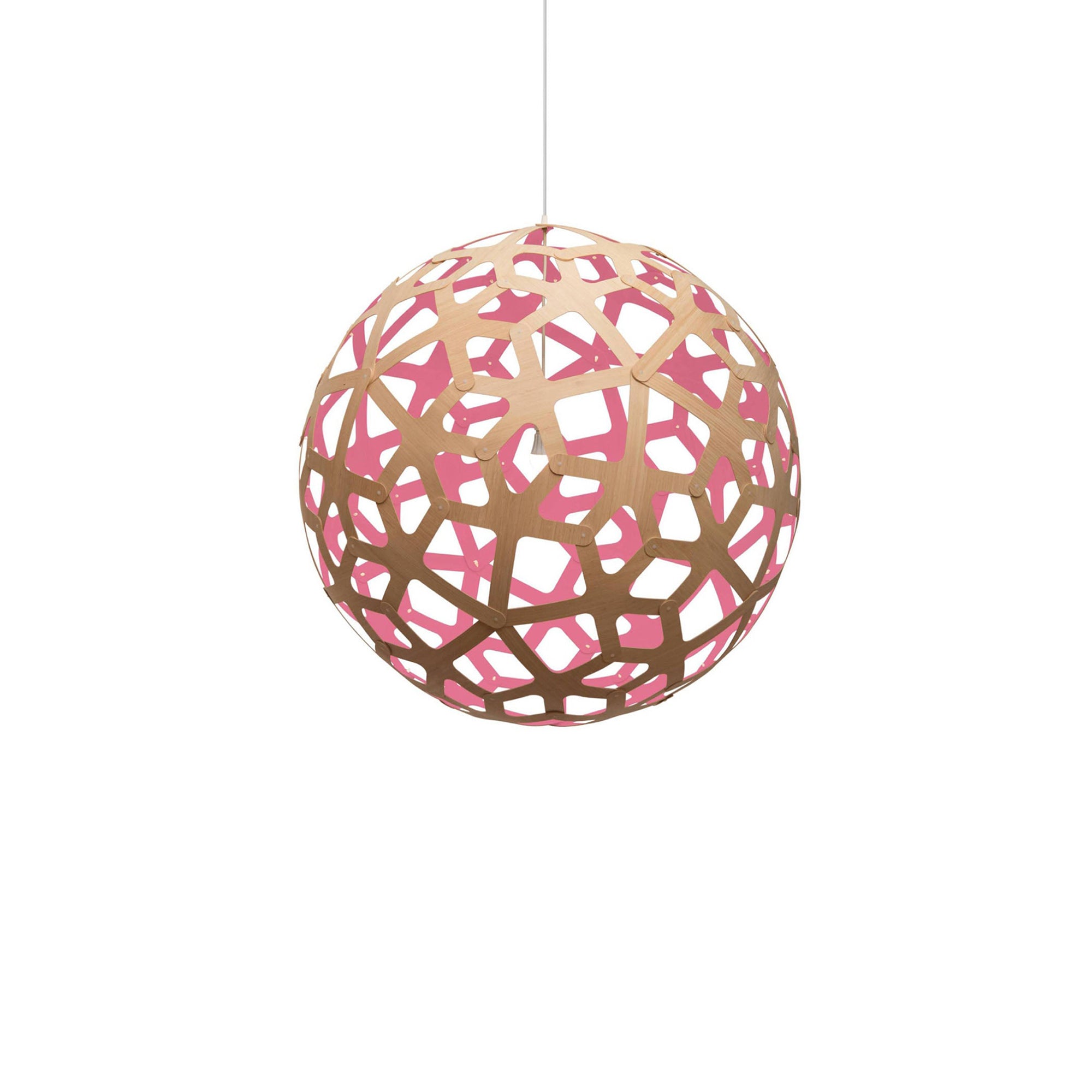Coral Pendant Light: Large + Bamboo + Pink + White