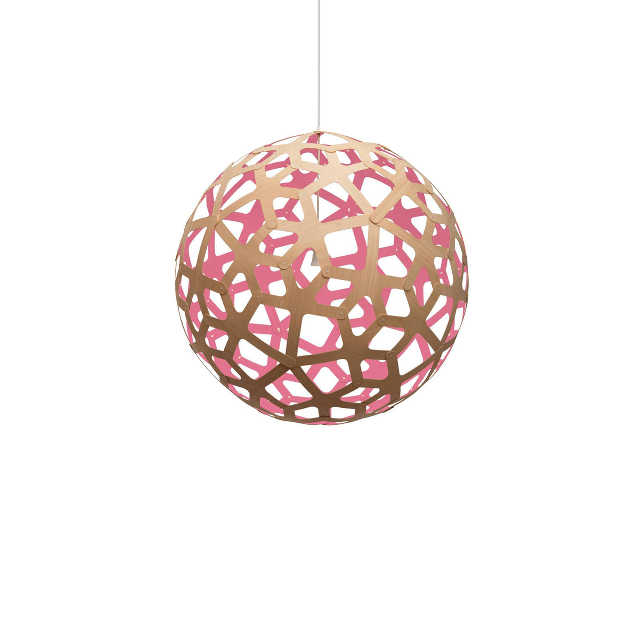 Coral Pendant Light: Large + Bamboo + Pink + White