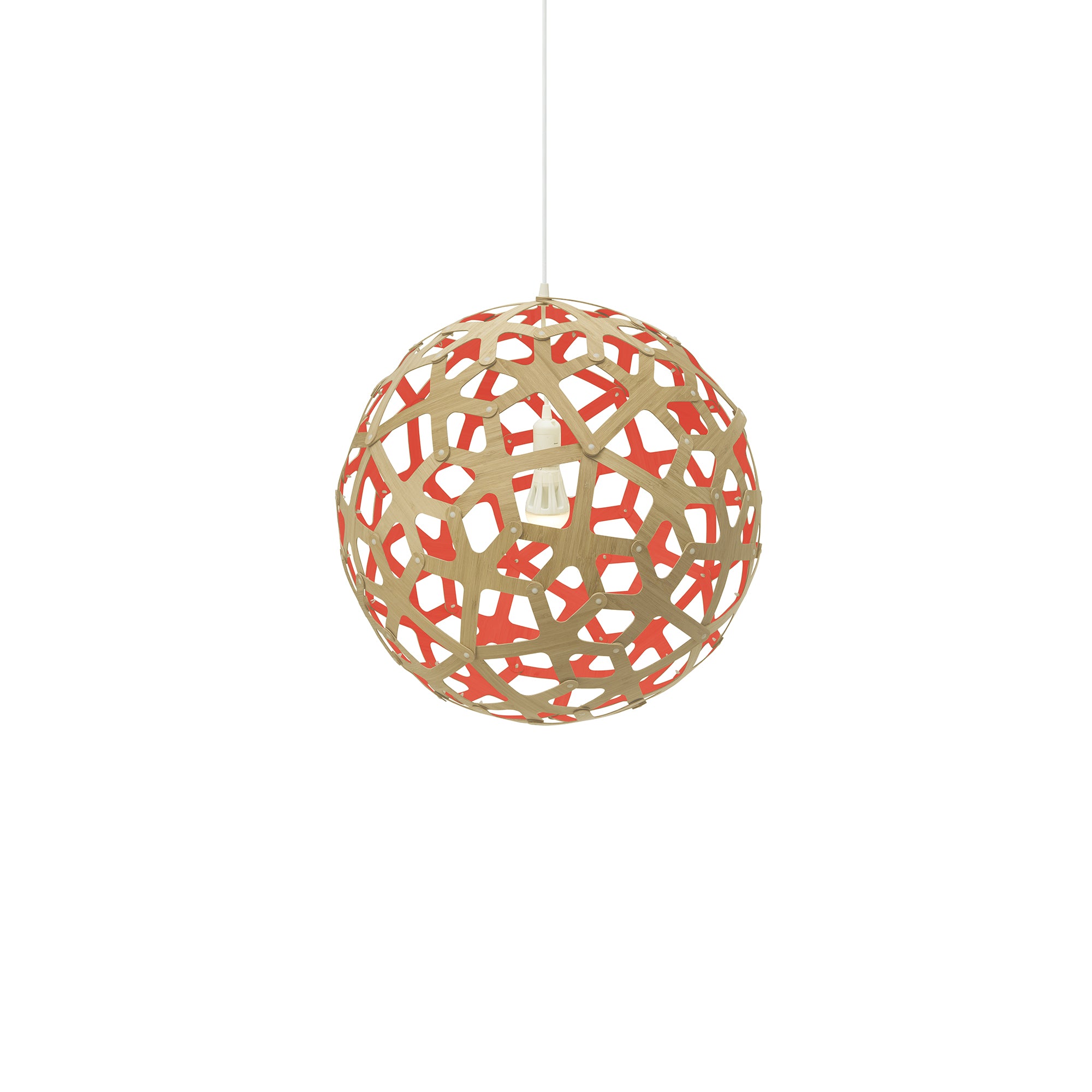 Coral Pendant Light: Medium + Bamboo + Red + White