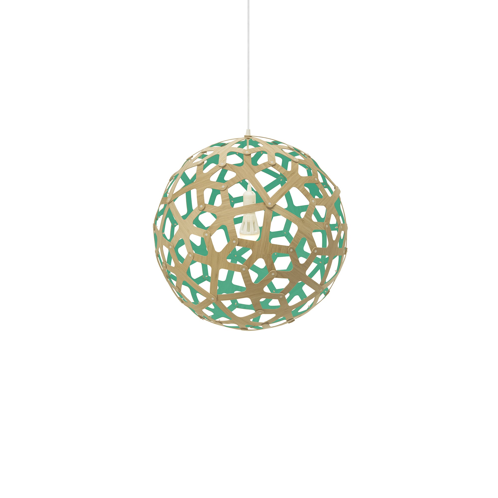 Coral Pendant Light: Medium + Bamboo + Aqua + White