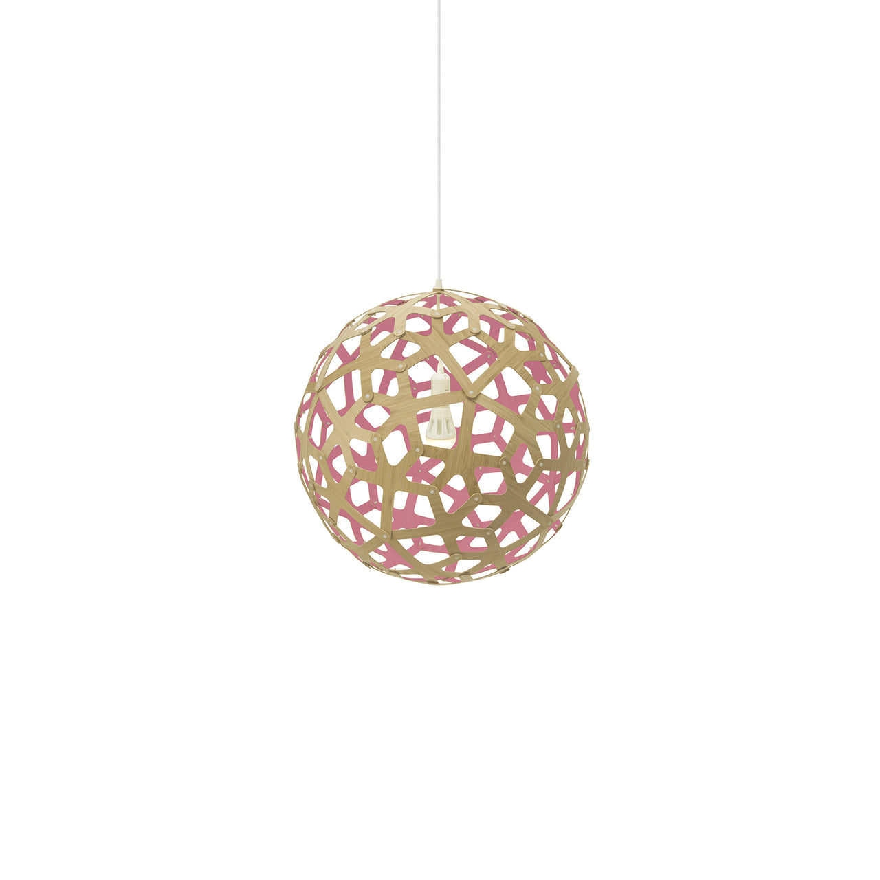 Coral Pendant Light: Small + Bamboo + Pink + White