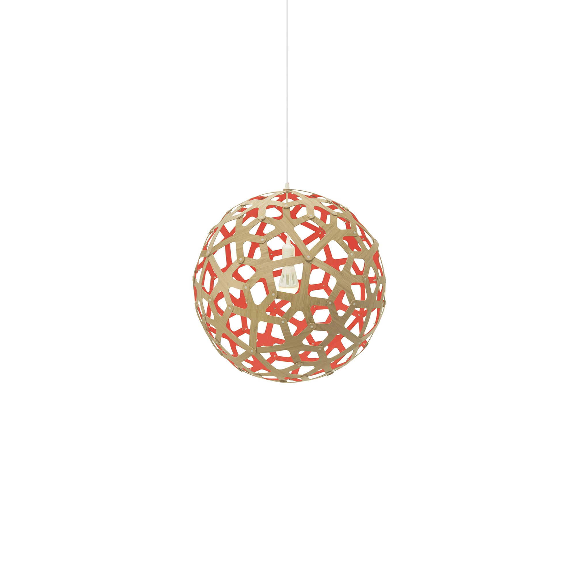 Coral Pendant Light: Small + Bamboo + Red + White