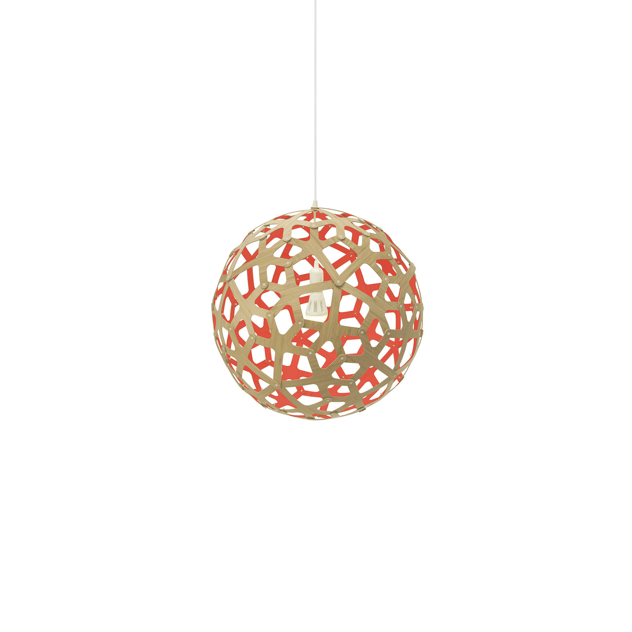 Coral Pendant Light: Small + Bamboo + Red + White