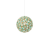 Coral Pendant Light: Small + Bamboo + Aqua + White