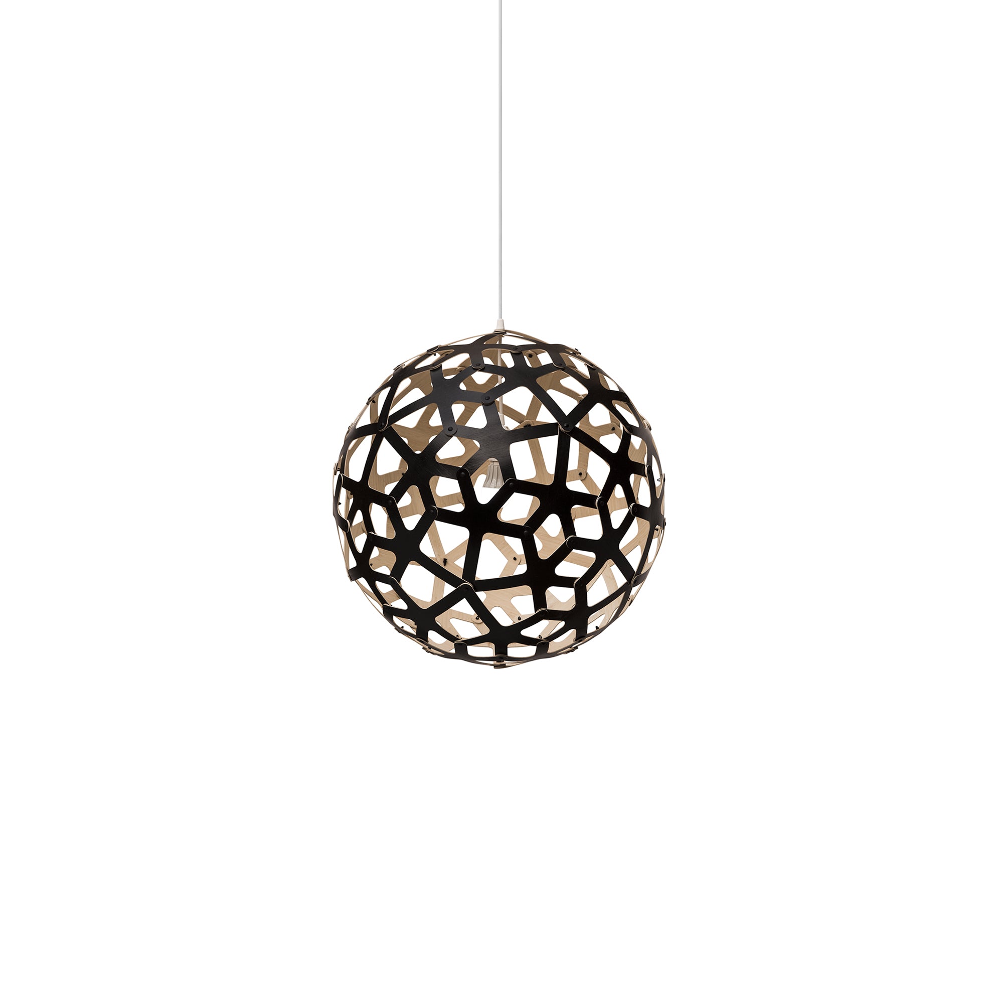 Coral Pendant Light: Small + Black + Bamboo + White