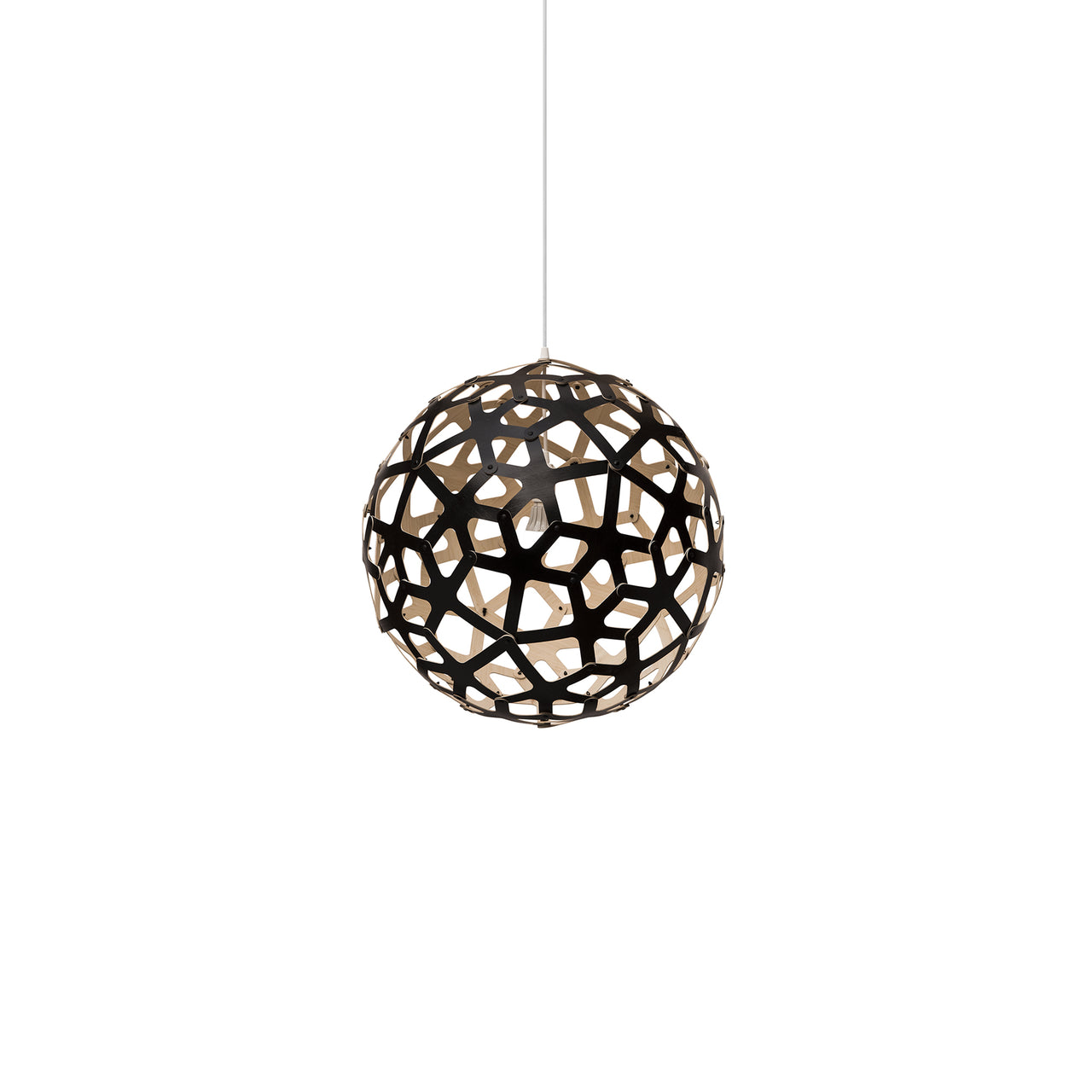 Coral Pendant Light: Small + Black + Bamboo + White