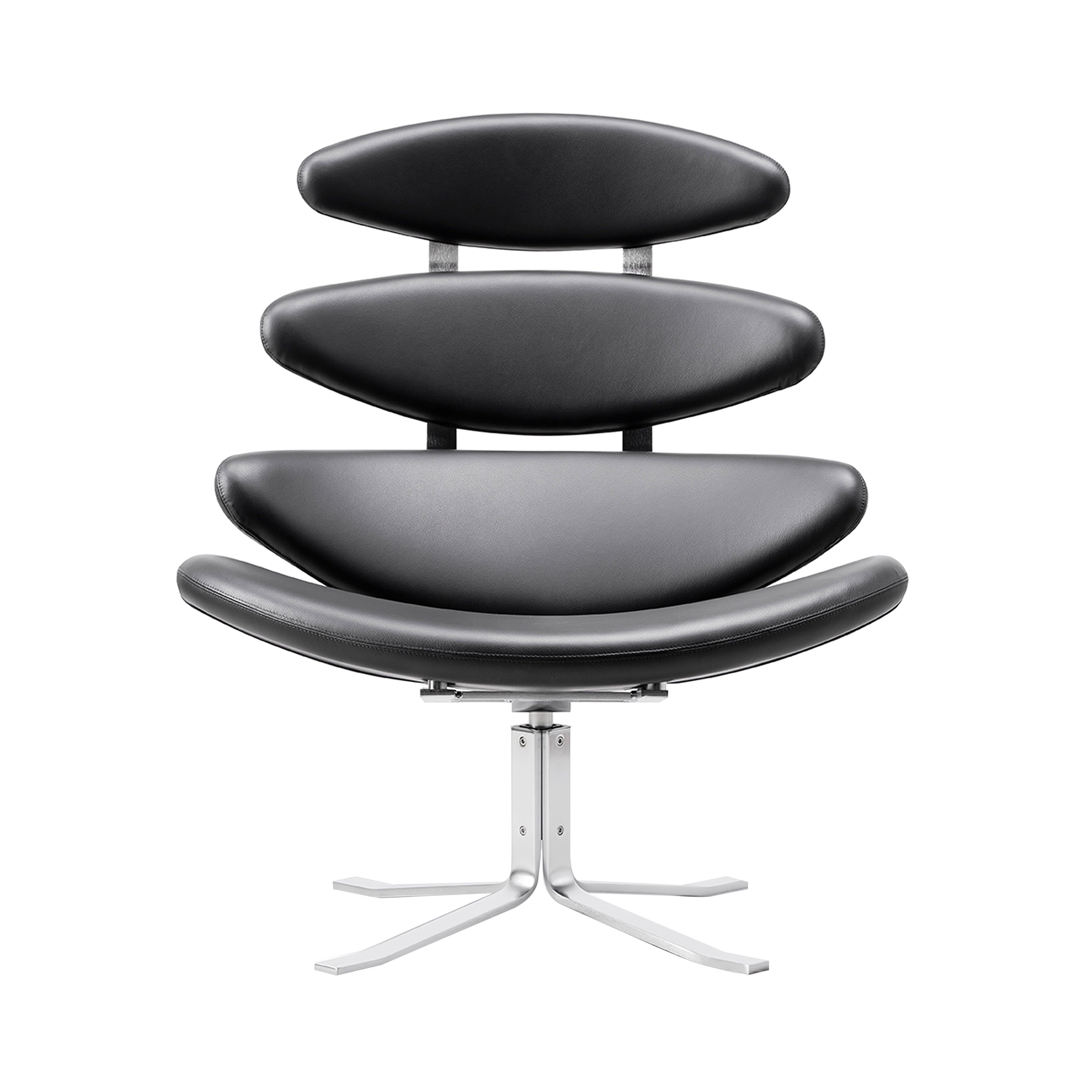 Corona Chair: Brushed Chrome + Without Ottoman