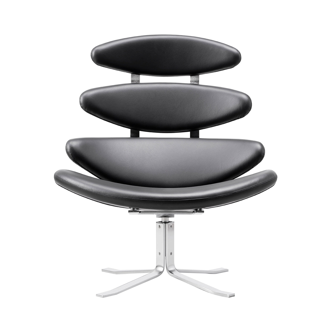 Corona Chair: Brushed Chrome + Without Ottoman
