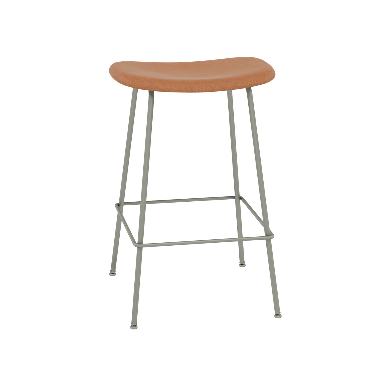 Fiber Bar + Counter Stool: Tube Base + Upholstered + Counter + Dusty Green