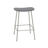 Fiber Bar + Counter Stool: Tube Base + Upholstered + Counter + Dusty Green