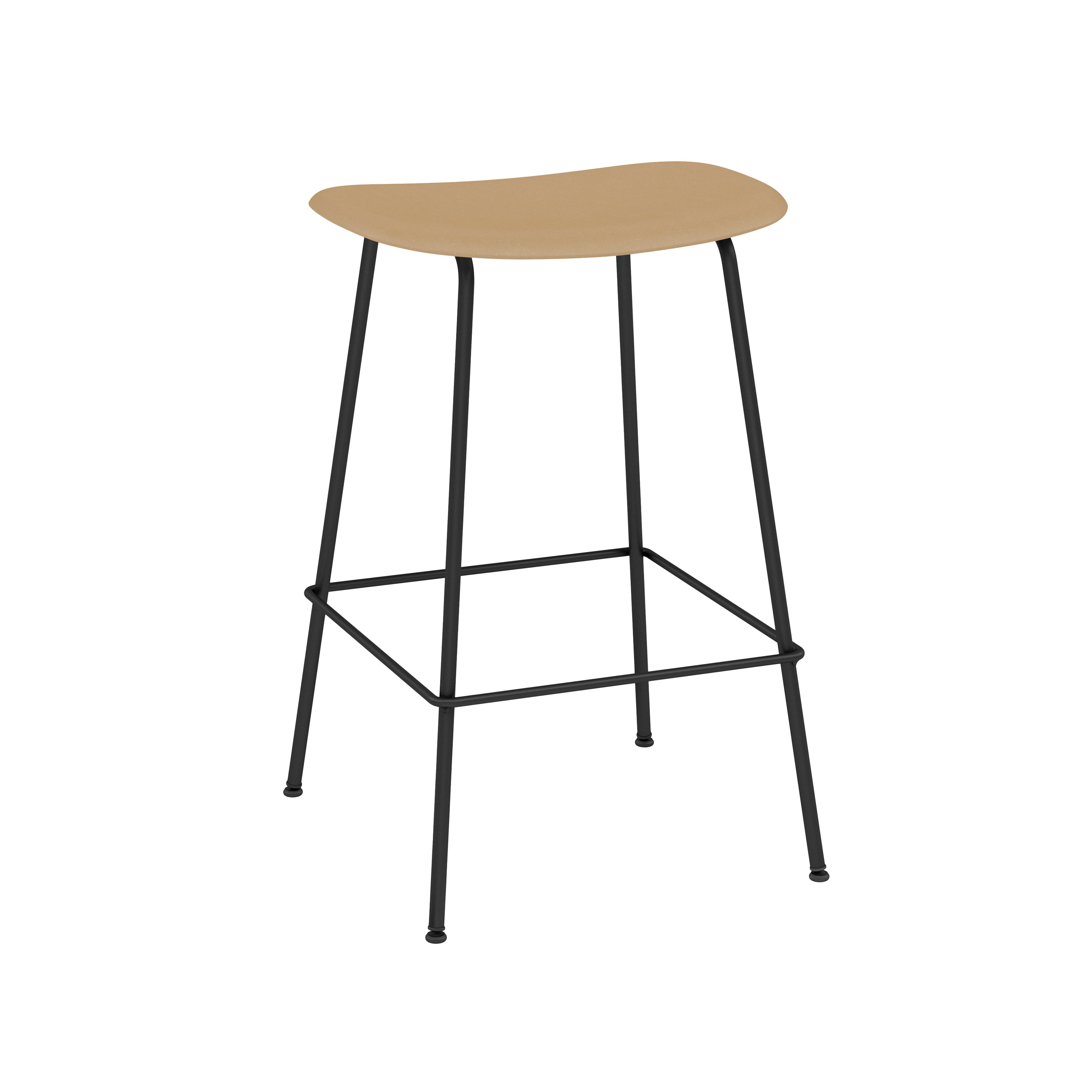 Fiber Bar + Counter Stool: Tube Base + Counter + Black + Ochre