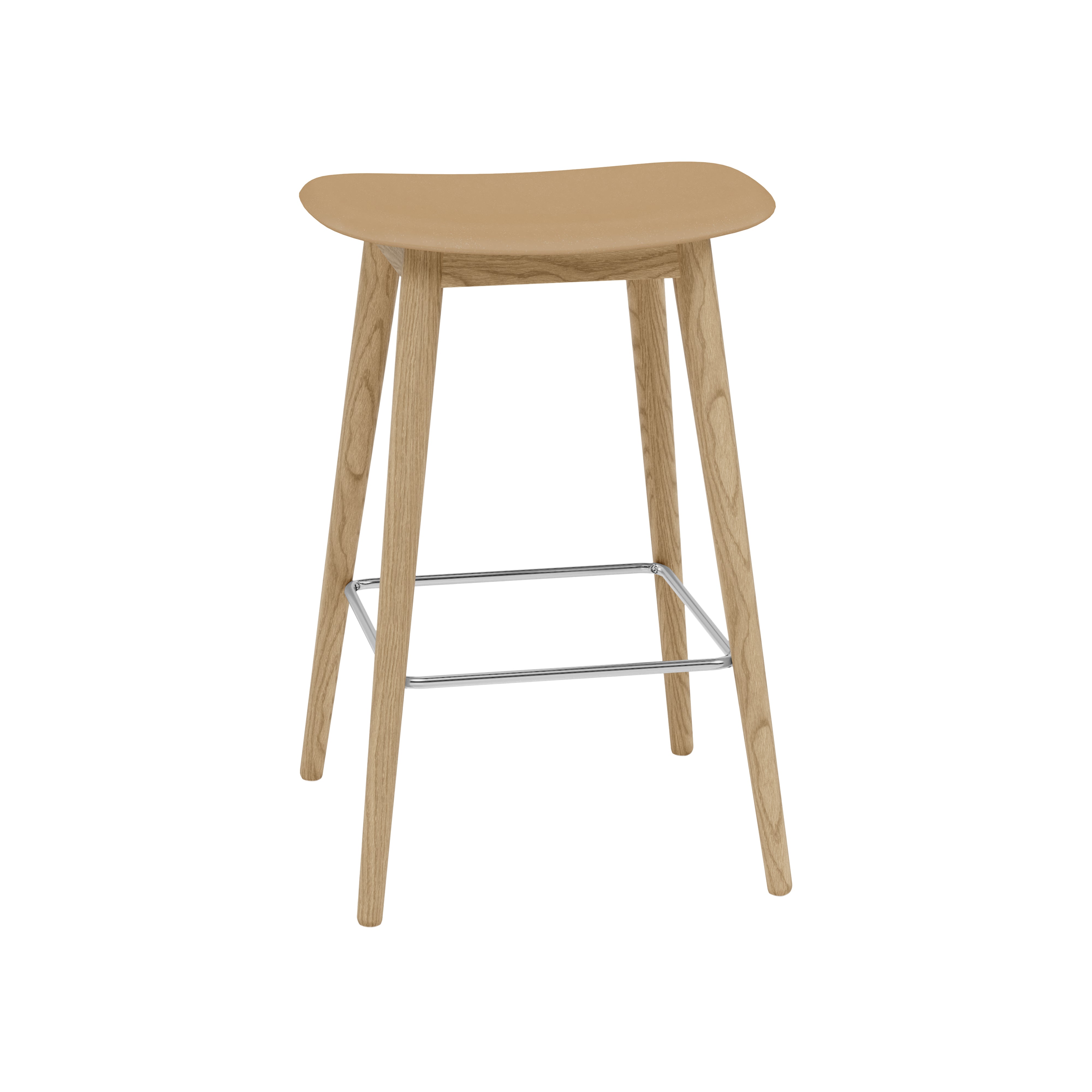 Fiber Bar + Counter Stool: Wood Base + Counter + Oak + Ochre