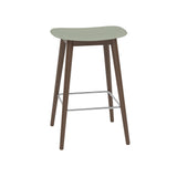 Fiber Bar + Counter Stool: Wood Base + Counter + Stained Dark Brown + Dusty Green