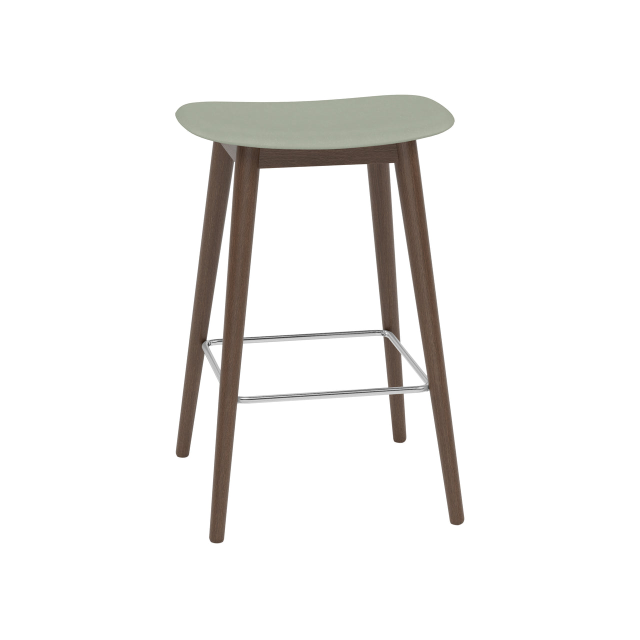 Fiber Bar + Counter Stool: Wood Base + Counter + Stained Dark Brown + Dusty Green