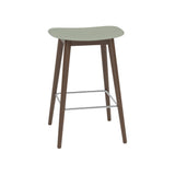 Fiber Bar + Counter Stool: Wood Base + Counter + Stained Dark Brown + Dusty Green