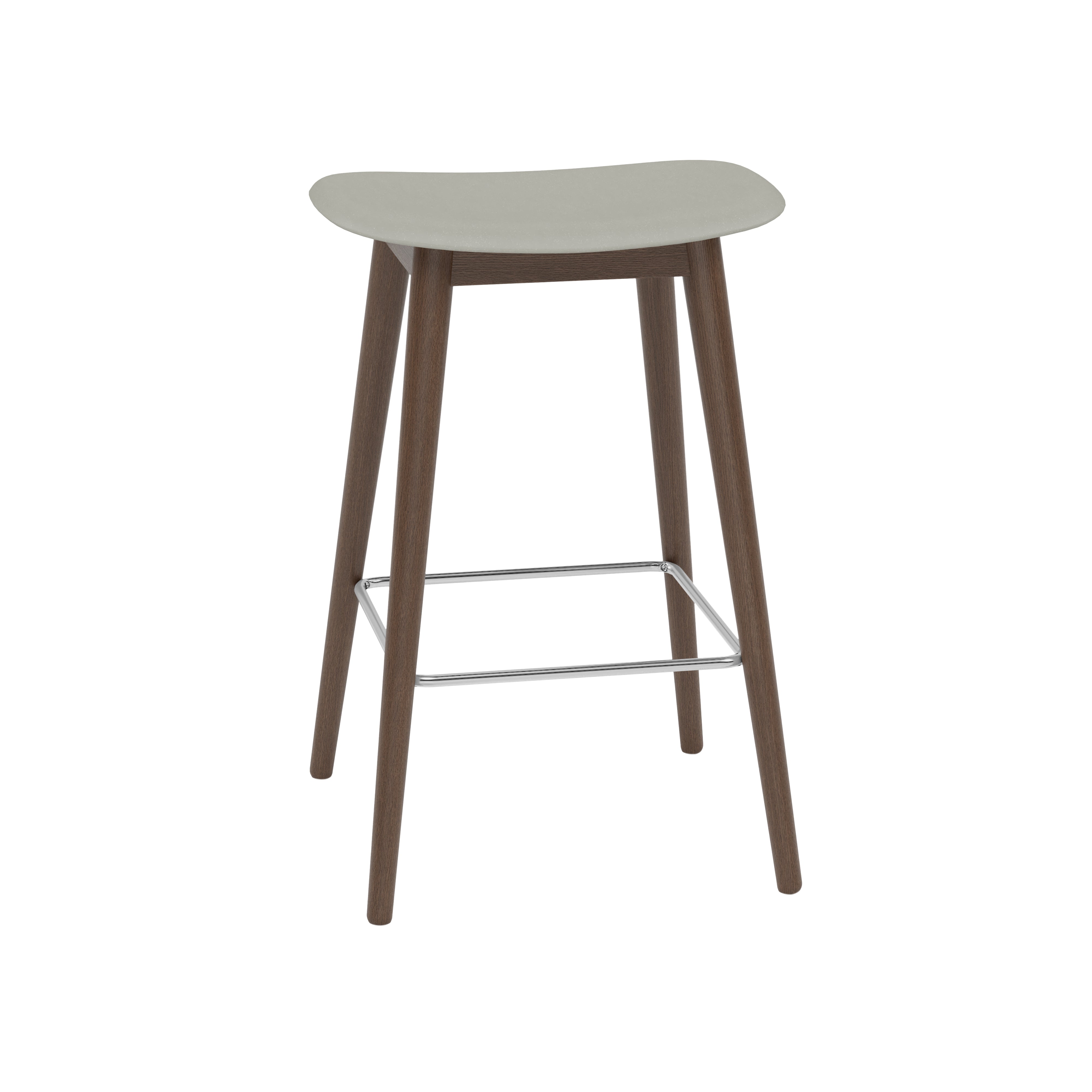 Fiber Bar + Counter Stool: Wood Base + Counter + Stained Dark Brown + Grey