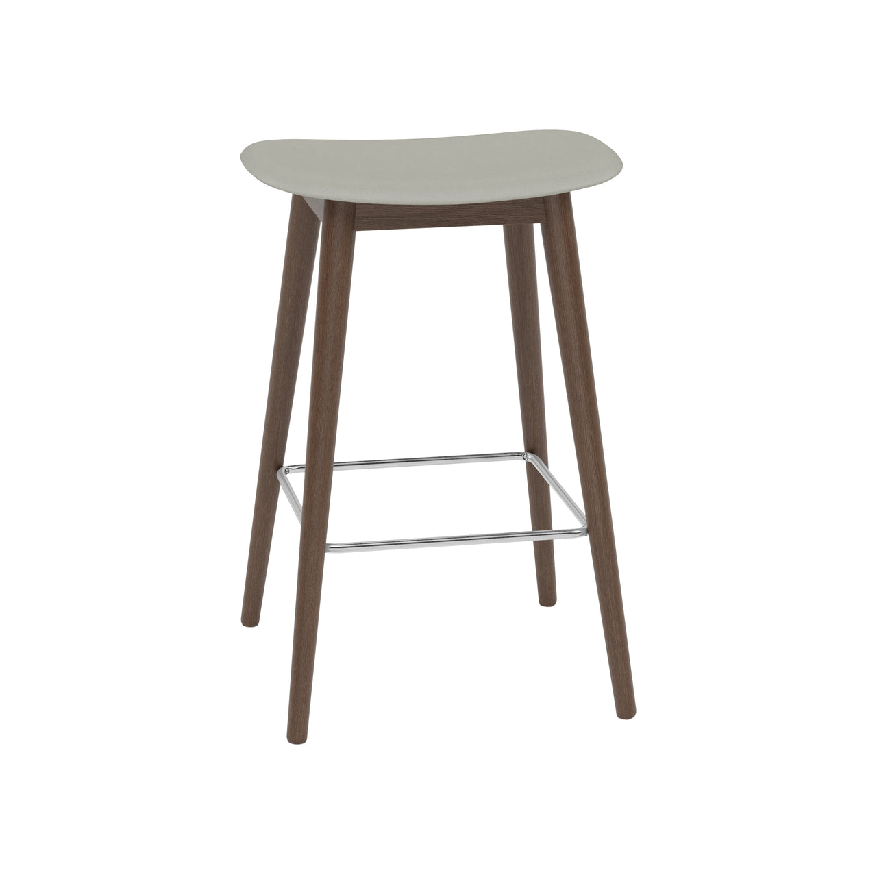 Fiber Bar + Counter Stool: Wood Base + Counter + Stained Dark Brown + Grey