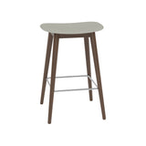 Fiber Bar + Counter Stool: Wood Base + Counter + Stained Dark Brown + Grey