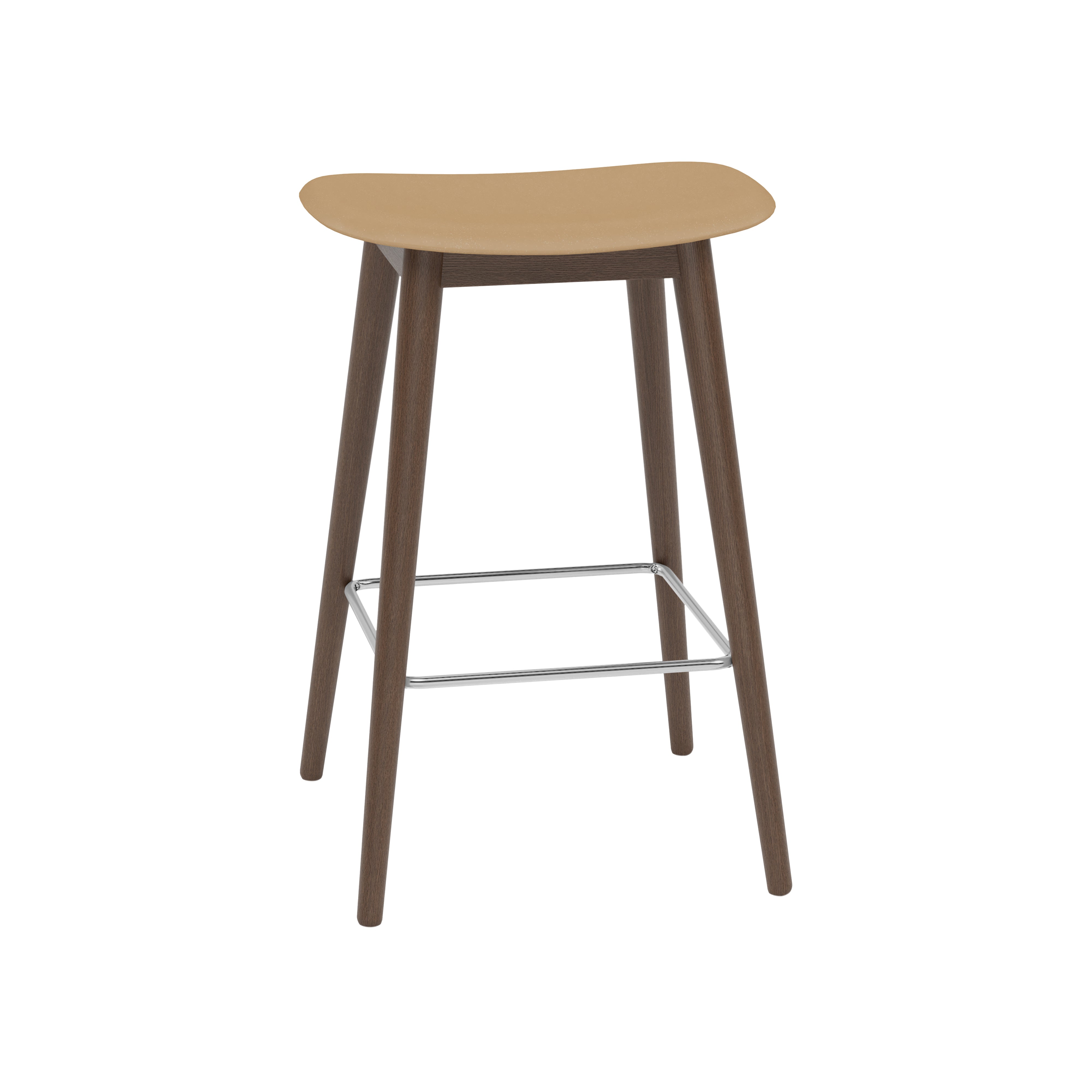 Fiber Bar + Counter Stool: Wood Base + Counter + Stained Dark Brown + Ochre