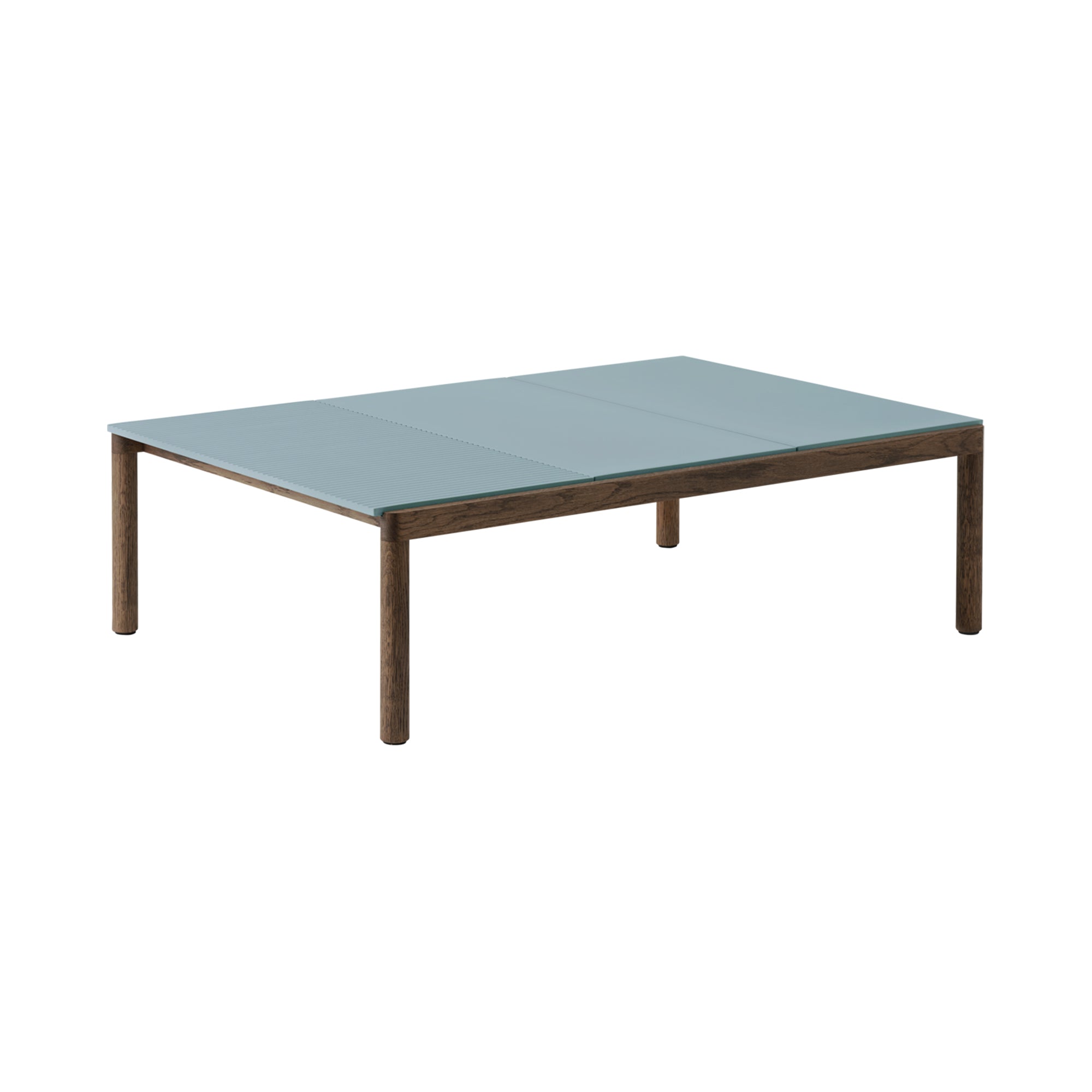 Couple Coffee Table: 2 Plain + 1 Wavy + Light Blue + Dark Oiled Oak