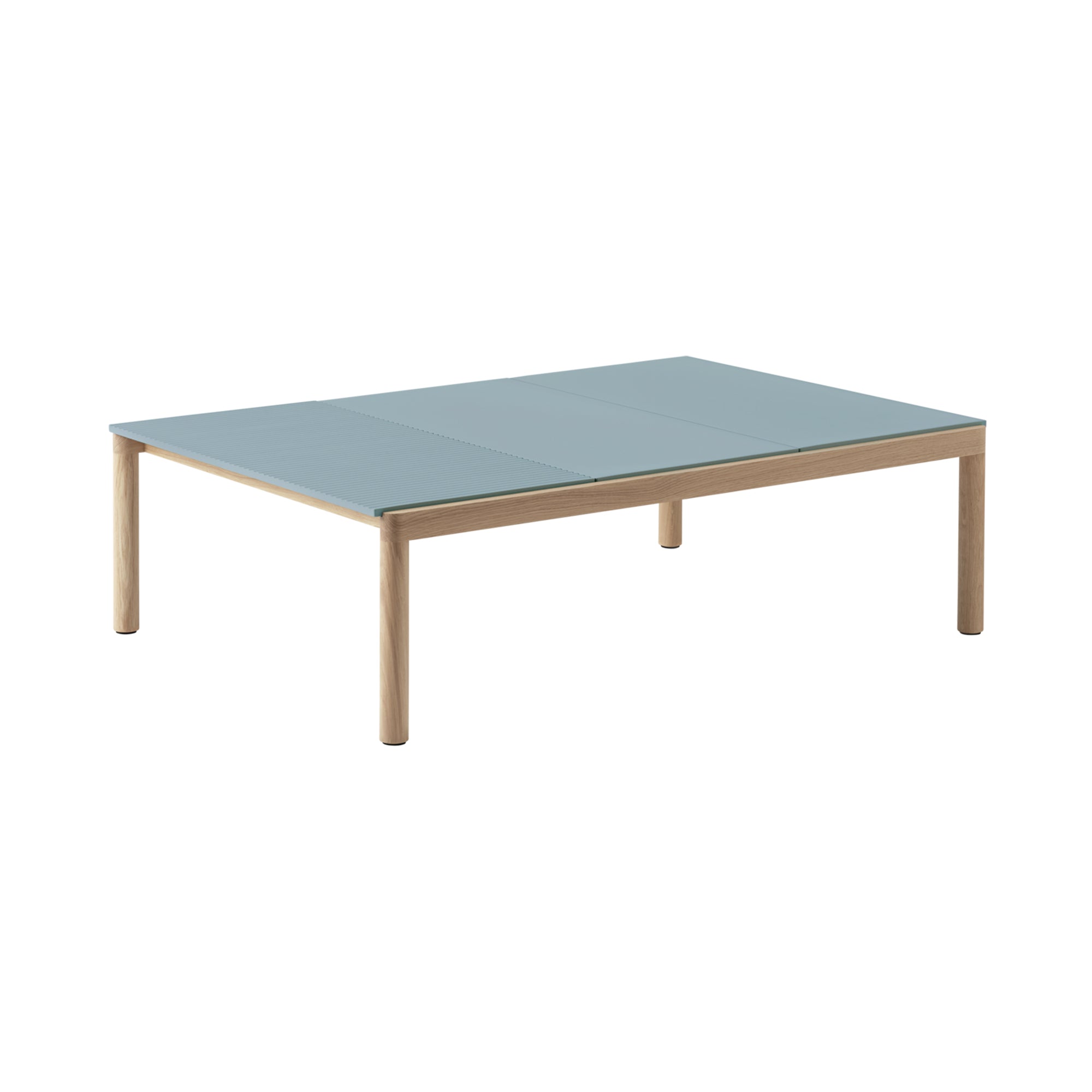 Couple Coffee Table: 2 Plain + 1 Wavy + Light Blue + Oak