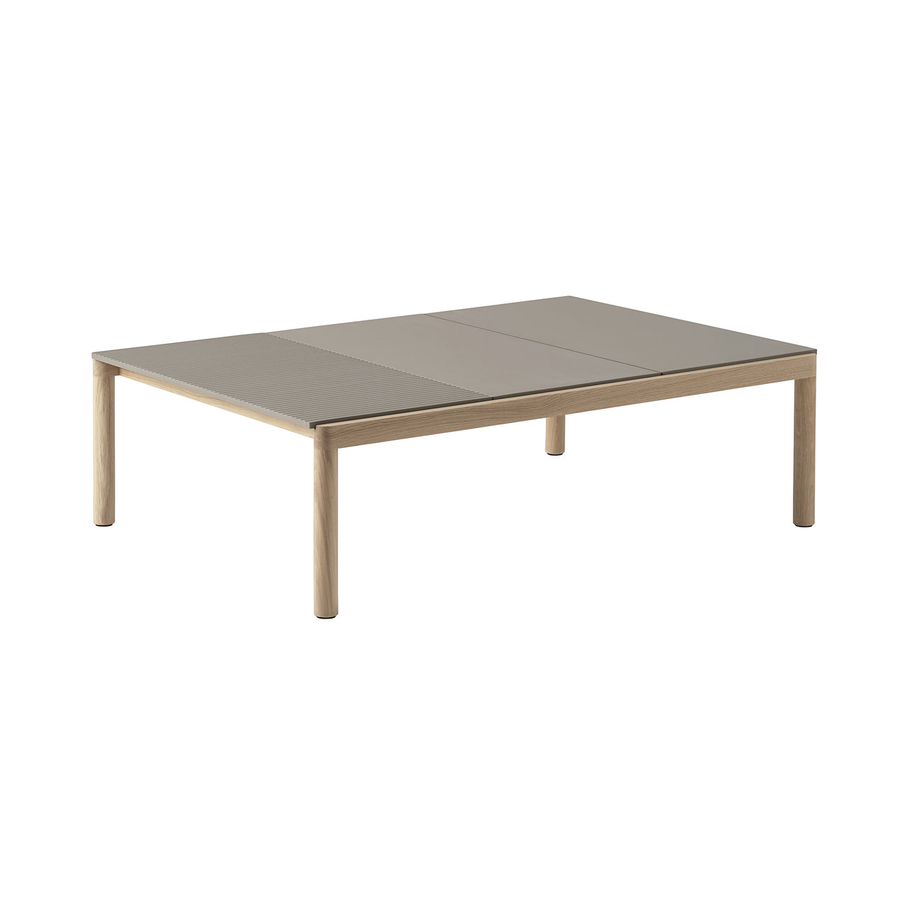 Couple Coffee Table: 2 Plain + 1 Wavy + Taupe + Oak