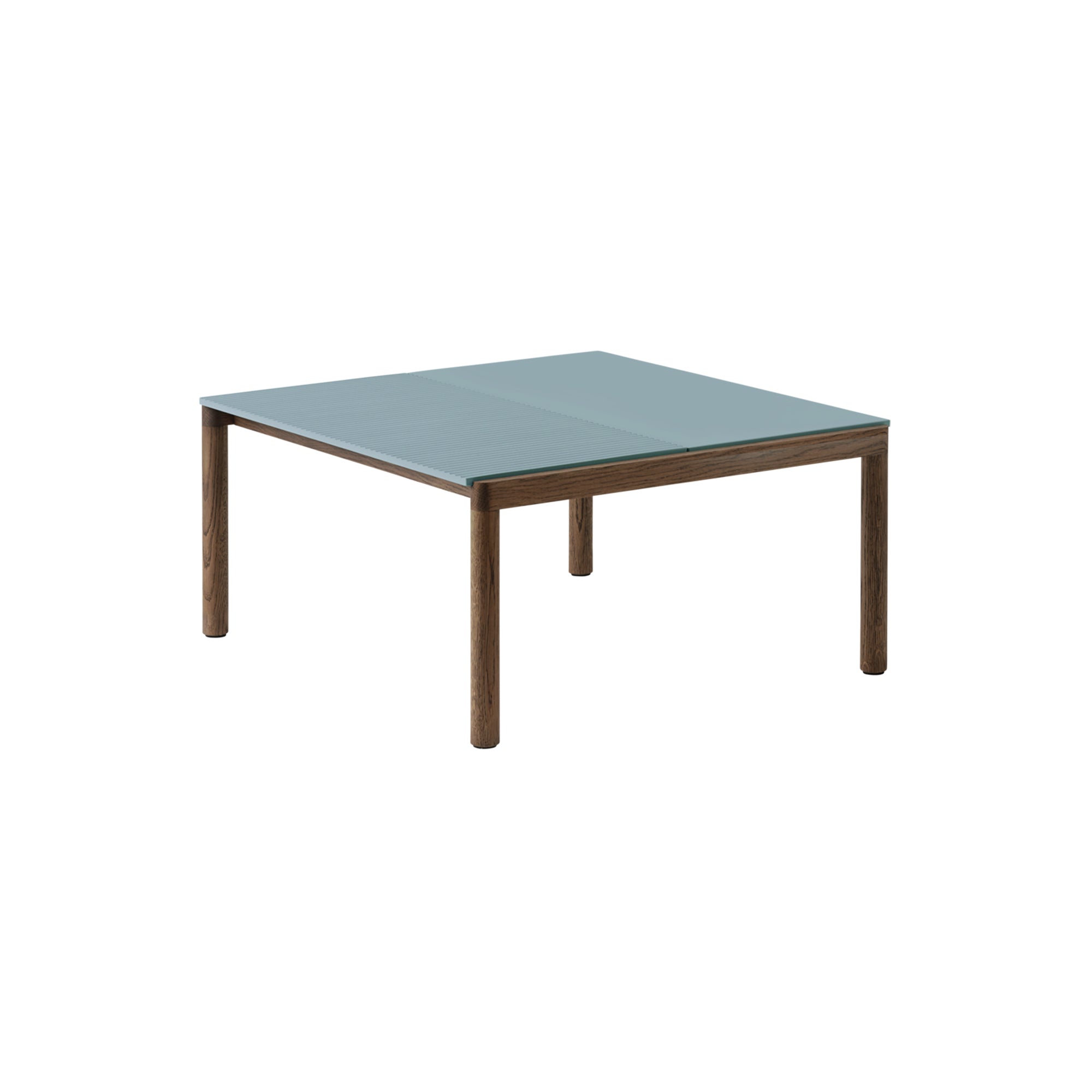 Couple Coffee Table: 1 Plain + 1 Wavy + Light Blue + Dark Oiled Oak