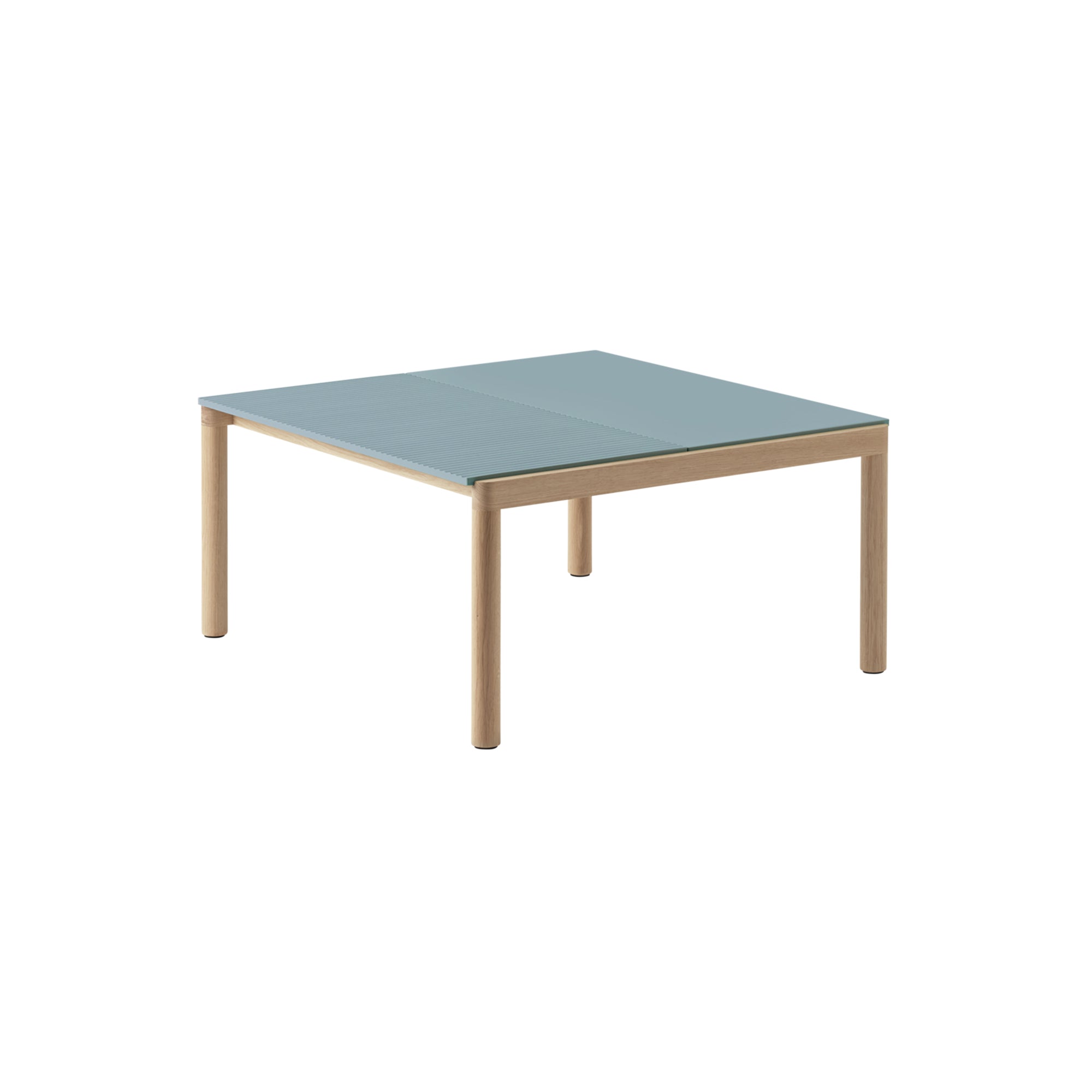 Couple Coffee Table: 1 Plain + 1 Wavy + Light Blue + Oak