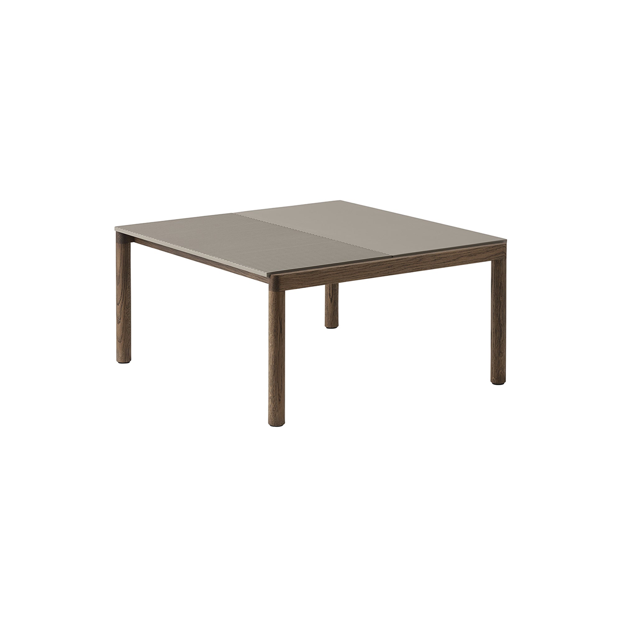 Couple Coffee Table: 1 Plain + 1 Wavy + Taupe + Dark Oiled Oak