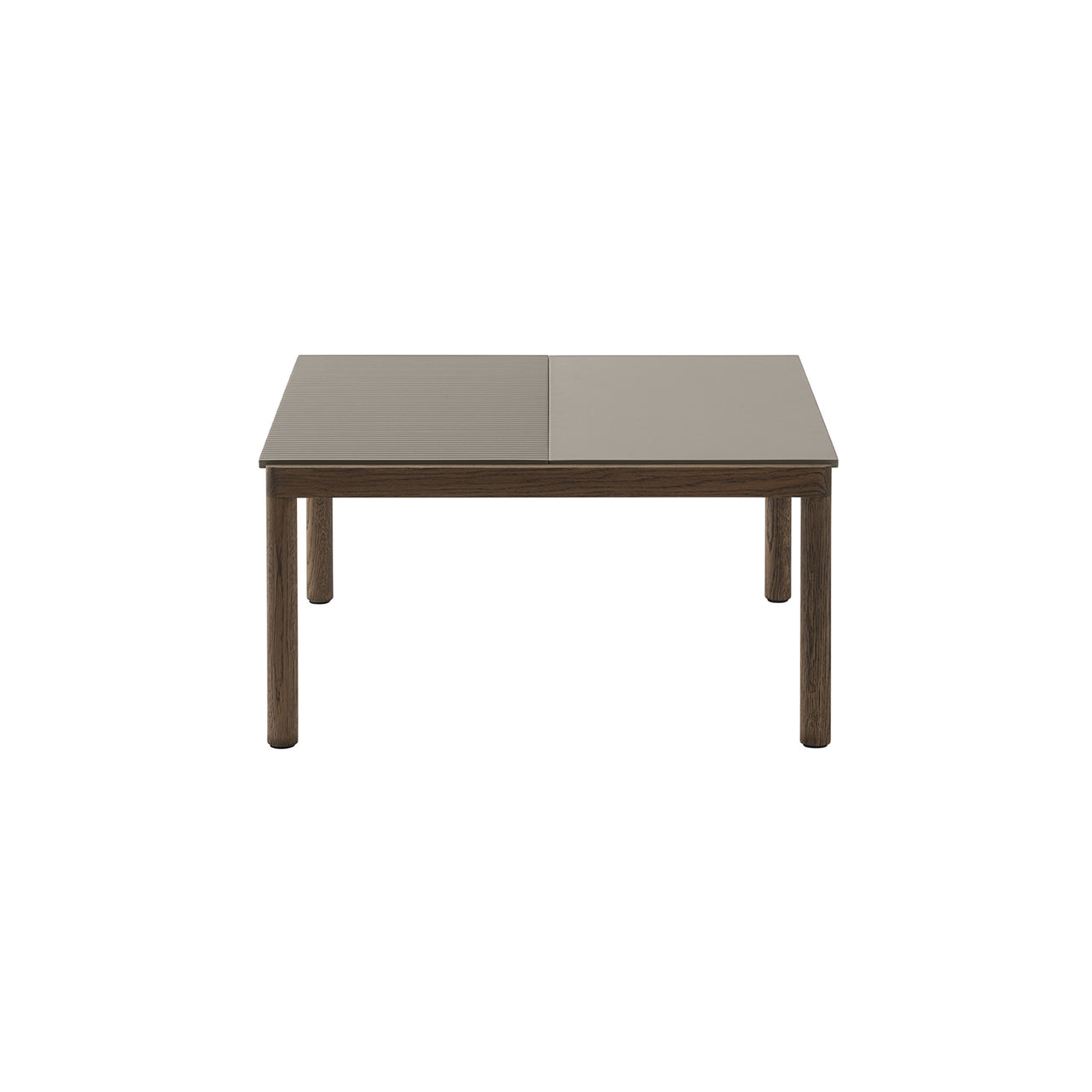 Couple Coffee Table: 1 Plain + 1 Wavy + Taupe + Dark Oiled Oak