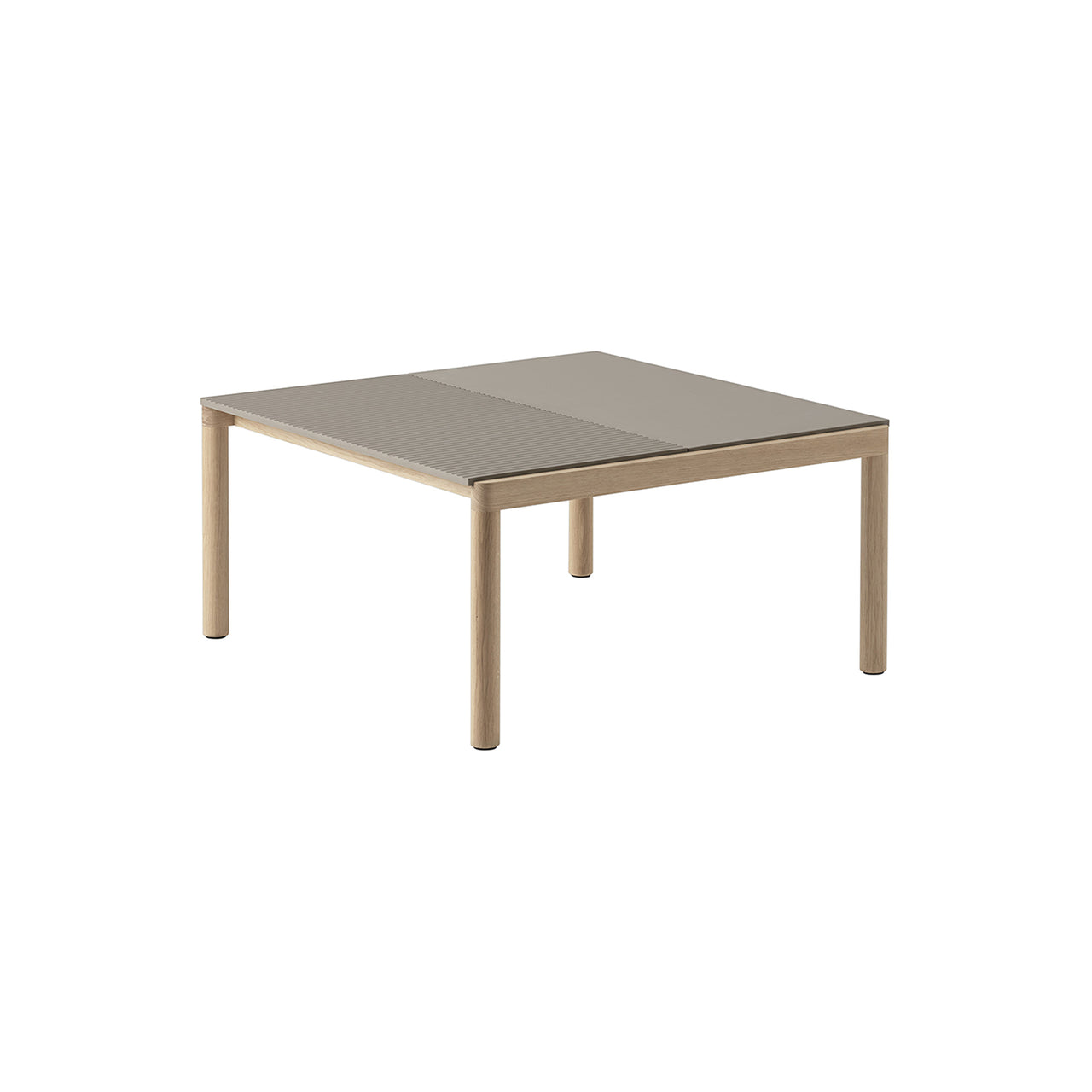 Couple Coffee Table: 1 Plain + 1 Wavy + Taupe + Oak