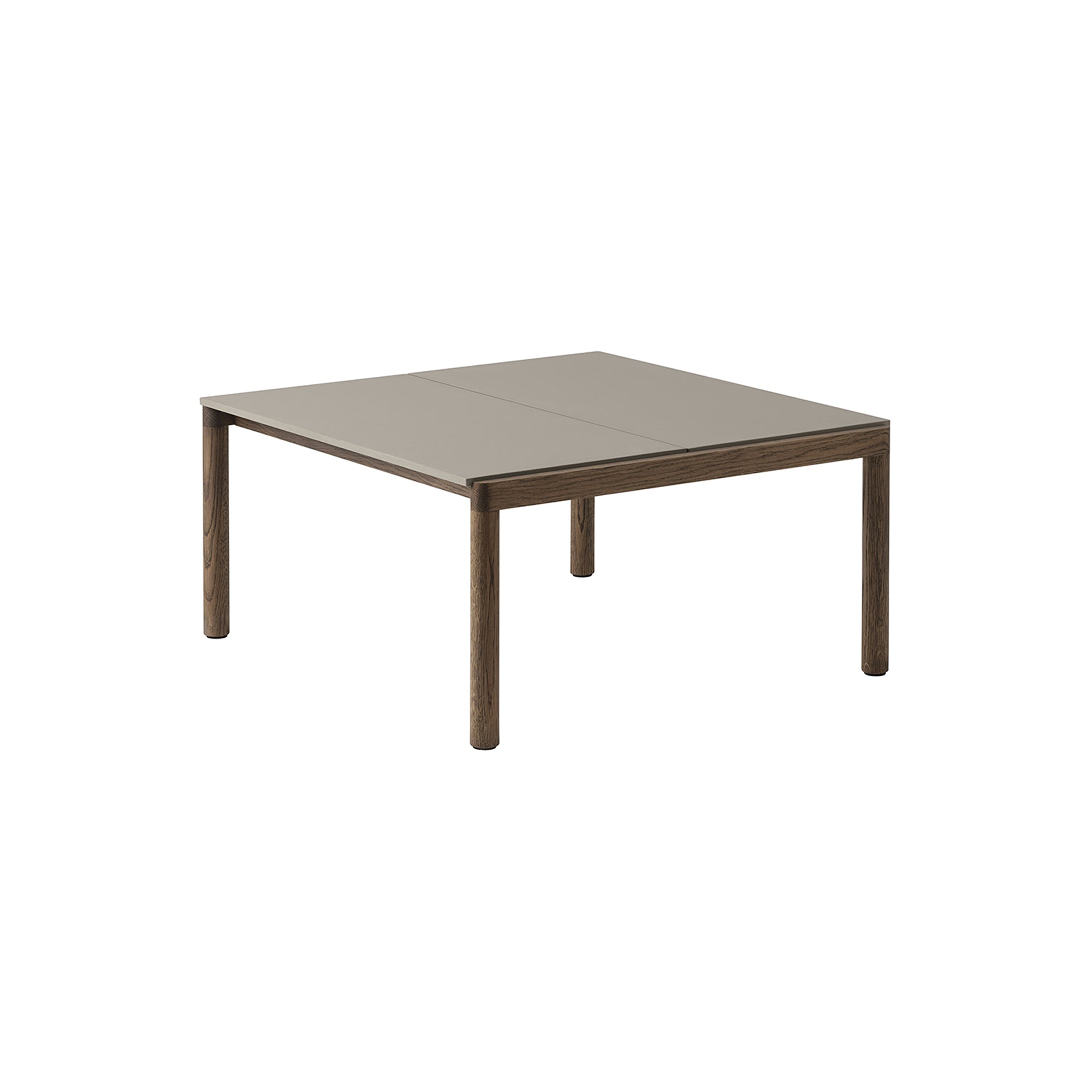 Couple Coffee Table: 2 Plain + Taupe + Dark Oiled Oak